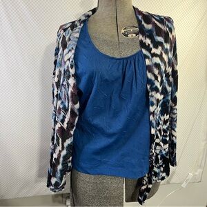 Investments Women's Top Size M Petite Open Front Multi Color Blue Undershirt